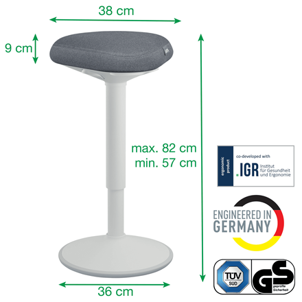 Taburete Active con asiento Comfort Leitz Ergo, alto